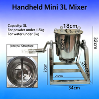 Mélangeur de poudre sèche en acier inoxydable - Mélange manuel pour produits alimentaires, produits chimiques, plastiques - Machine de mélange commerciale manuelle 3-100L