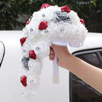 2024 personnaliser couleur cascade goutte d'eau cristal ruban Rose fleur multicolore mariée Bouquet mariage fleurs pour accessoires