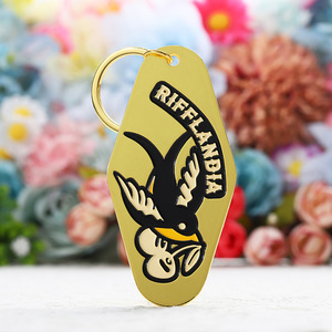 Porte-clés personnalisé avec logo 3D, motif en émail or et argent, alliage de zinc, métal, vente en gros, cadeau tendance, porte-clés pour hôtel et motel - Product Image 3