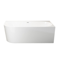Baignoire d'angle asymétrique WhiteForest avec robinet de baignoire à poser, montage gauche/droite disponible, baignoire autoportante en acrylique de haute qualité