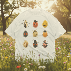 T-shirt Grafica Ladybug Field Guide Vintage con Insetti Botanici, Maglietta Oversize Streetwear Unisex, Regalo per Lei - Product Image 3