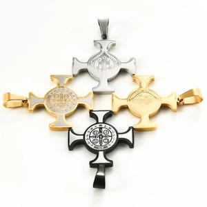Collar con Colgante de <span class=keywords><strong>Cruz</strong></span> de <span class=keywords><strong>San</strong></span> <span class=keywords><strong>Benito</strong></span> de Acero Inoxidable para Hombre y Mujer, Amuleto de Oración Católica de <span class=keywords><strong>San</strong></span> <span class=keywords><strong>Benito</strong></span>, Joyería Religiosa - Product Image 4