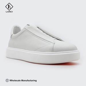 Lanci Shoe Factory Full Customize Full Grain Napa Genuine Leather Men <strong>White</strong> Shoes with Logo Label Designer <strong>Sneakers</strong> - Product Image 1