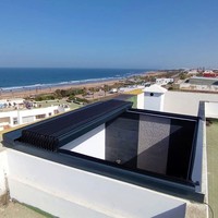 Système de toiture de pergola rétractable automatique avec capteur de pluie, télécommande électrique, lamelles en aluminium, imperméable, en PVC, pour terrasse