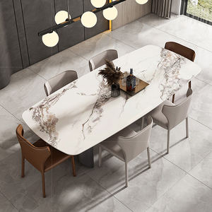 Meuble de salon moderne de <span class=keywords><strong>grande</strong></span> taille, <span class=keywords><strong>table</strong></span> de bureau en ardoise à six rectangles, avec deux pieds en métal noir - Product Image 2