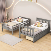 Lit superposé en bois de pin massif avec tiroirs, design moderne, mobilier de maison, style chinois, pour chambre à coucher, appartement ou école
