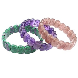 Femmes à la mode main carte à facettes oeil de tigre améthyste Bracelet en gros bijoux en cristal naturel lâche Nature cristal - Product Image 2