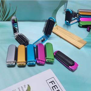 Brosse à cheveux pliable miniature portable de haute qualité, prix réduit, avec miroir de maquillage - Product Image 2