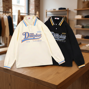 เสื้อโปโลแขนยาวขนาดใหญ่พิเศษแบบสั่งทำพร้อมโลโก้กราฟิกปัก |   เสื้อโปโลสตรีทแวร์ผ้าฝ้ายพรีเมียม |   OEM ODM ห้องปฏิบัติการส่วนตัว - Product Image 4