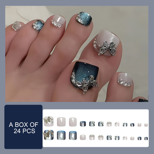 <span class=keywords><strong>Uñas</strong></span> Postizas de Verano con Diseño Simple de Mariposa 3D <span class=keywords><strong>y</strong></span> Ojo de Gato, <span class=keywords><strong>Hermosas</strong></span> <span class=keywords><strong>Uñas</strong></span> Postizas con Pedrería, Material ABS - Product Image 2