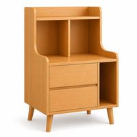 Table de chevet moderne en bois avec 2 tiroirs, étagère ouverte et compartiment de rangement surélevé pour chambre à coucher