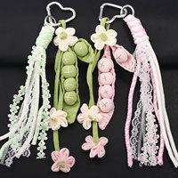 Porte-clés en tissu 3D fait main en forme de fleur de pois, pendentif mignon en forme de fruit pour sacs à main et décoration de clés de voiture, vente en gros