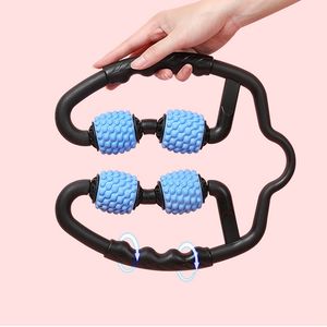 Rolo de massagem fitness para braço, perna, pescoço, músculo, ioga, pilates, relaxamento, 4 rodas em formato de u - Product Image 6