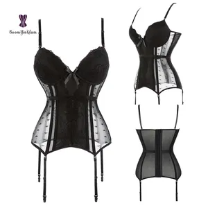 Lưới Khâu Phụ Nữ Sexy Eo Corset Shaper Đồ Lót Bustiers Set