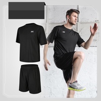 Vente en gros de vêtements de fitness ensemble d'été pour hommes ensemble de 2 pièces manches courtes et coupe sèche avec logo personnalisé survêtement d'entraînement de gymnastique pour hommes