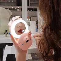 Miroir de maquillage LED portable rechargeable par USB 5V, 1 heure d'autonomie, 175g, boîte cadeau personnalisée, gadget mignon