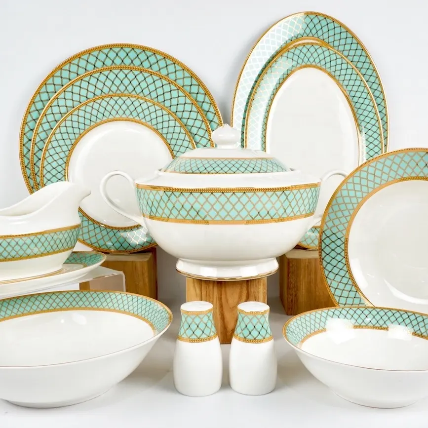 Vajilla Cermica Restaurant Bone China Ketchen Plates Set Dining Ware Dinner Set Porcelain
