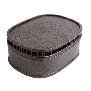 Lacquered Bamboo <b>Weaving</b> Tea Set Storage <b>Basket</b> Rectangle Handmade Dustproof Cover Tea Ceremony Accessories - Product Image 5
