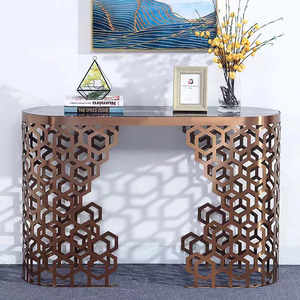 Mesa de <span class=keywords><strong>Consola</strong></span> Rectangular Moderna y Sencilla de Lujo <span class=keywords><strong>Dorada</strong></span> para Pasillo, en Oferta - Product Image 3