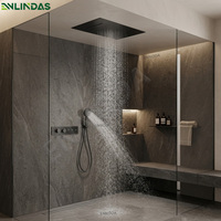 Ensemble de douche thermostatique encastré en laiton avec affichage numérique intelligent de la température LED, effet pluie et cascade