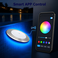 Lumière de piscine intelligente RGBW WiFi Tuya AC/DC 12V IP68 en acier inoxydable 316 ultra-mince à montage mural sous l'eau