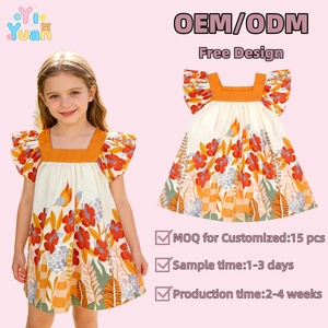Vestido <span class=keywords><strong>de</strong></span> Verano OEM con Mangas Abullonadas y Cuello Cuadrado para Niñas <span class=keywords><strong>de</strong></span> 2 a 14 Años, Fábricas en China, Fabricante <span class=keywords><strong>de</strong></span> Vestidos Infantiles Personalizados - Product Image 1