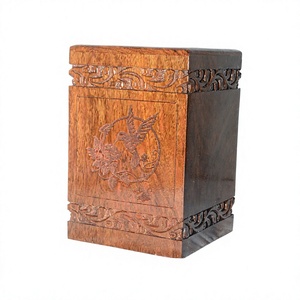 Cercueil en bois blanc de style arabe avec incrustations florales pour enterrement d'adultes, motifs personnalisés, urne funéraire commémorative pour cendres d'adultes - Product Image 4