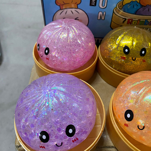 QYS Kawaii Dumpling Squishy Blind Box, Juguete Sensorial Antiestrés con Purpurina, Mini Figura para Niños y Adultos - Product Image 4