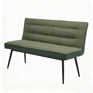Modern Green Fabric <b>Sofa</b> <b>Bench</b> With Metal Legs Midcentury Design Living Room Furniture - Product Image 4