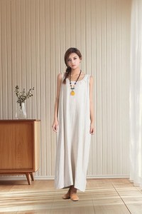 Robe longue trapèze en coton et lin pour femme, éco-responsable, avec ceinture, vente en gros, grandes tailles, coupe décontractée ample, printemps/été, vêtements personnalisés - Product Image 6
