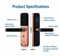 Cerradura Inteligente Auvinx Tuya WiFi TTLock BT con Huella Dactilar, Contraseña y Tarjeta para Acceso a Hogar Inteligente, ODM, Marca Privada