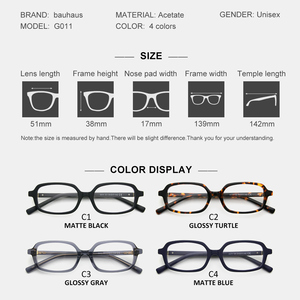 G011 Montura de Gafas de Mujer de Acetato, Cuadradas, Vintage, Estilo Retro, a <span class=keywords><strong>la</strong></span> Moda - Product Image 2