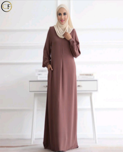2025エレガントなクラシックポリエステルAbaya Robe Jubah通気性イスラム教徒のドレスソフトコットン裏地付き伝統的なアクセサリー