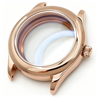 Casing Jam Tangan Klasik Retro Warna Rose Gold Mengkilap, Casing Jam Tangan Baja, Suku Cadang Jam Tangan MOD, SKX NH35 4r35 NH, Suku Cadang Modifikasi, Casing Belakang Safir Mod