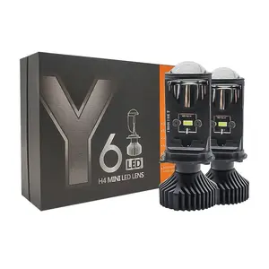 Y6 Y6D LED farlar yüksek düşük işın fansız 80w 8000lm LED Mini projektör Lens araba farı ampul H4 H7 çift led far lambaları