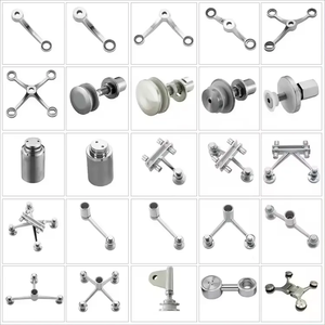 Hoàn thành 2 cánh tay lan can kính hàng rào thép không gỉ phần cứng Spider kẹp phụ kiện miếng đệm sàn lan can - Product Image 5