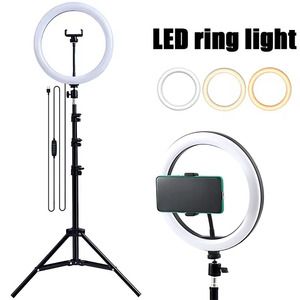Anneau lumineux LED pour selfie, éclairage photo, lumière chaude et froide avec trépied, anneau lumineux USB à intensité variable pour TikTok, vidéo en direct, lampe de remplissage - Product Image 2