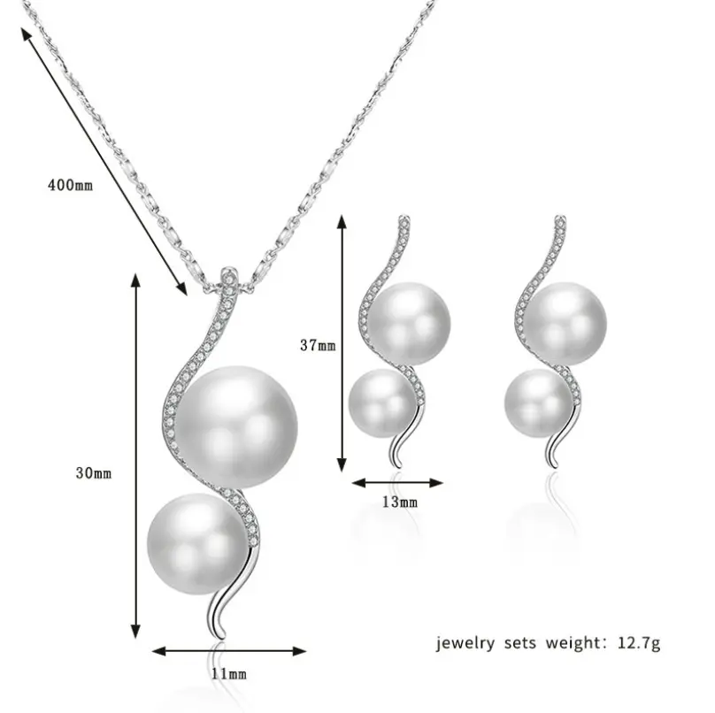 20070-5 européen et Américain populaire de Mariée diamant incrusté brillant perle collier boucle d'oreille ensemble