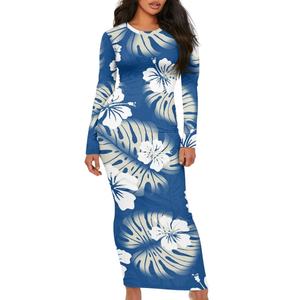 OEM özel baskılı polinezya zarif balo Palm kadınlar için uzun kollu abiye bırakır - Product Image 4