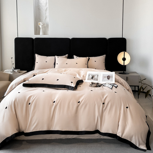 Rửa Sạch 4 Mảnh Bộ Đồ Giường Thiết Lập Thêu Hình Trái Tim Thiết Kế Duvet Cover Set - Product Image 4