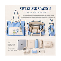 Sac fourre-tout bleu clair avec cordon de serrage latéral, fermeture magnétique, poche avant, poche intérieure zippée pour femme, idéal pour le campus et les week-ends