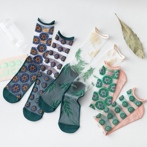 Chaussettes fines tricotées pour femmes, printemps/été, motif dessin animé, tendance, absorbantes, en coton et soie de verre, style streetwear européen et américain <span class=keywords><strong>Hyuna</strong></span> - Product Image 4