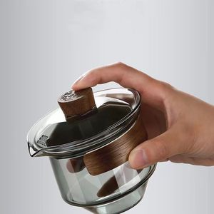 Cérémonie du thé Kung Fu Portable 200ml en verre borosilicaté gris clair <span class=keywords><strong>avec</strong></span> <span class=keywords><strong>couvercle</strong></span> de <span class=keywords><strong>filtre</strong></span> résistant <span class=keywords><strong>à</strong></span> la chaleur poignée en bois <span class=keywords><strong>tasse</strong></span> <span class=keywords><strong>à</strong></span> thé - Product Image 6