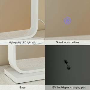 Máy tính để bàn USB Loại C có thể sạc lại vuông nhôm make up mỹ phẩm sắt thắp sáng trang điểm LED <span class=keywords><strong>Vanity</strong></span> gương với đèn - Product Image 6