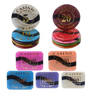 Jetons de poker personnalisés en acrylique avec estampage doré, durables et écologiques, formes carrées, roulettes pivotantes, marque HH - Product Image 2