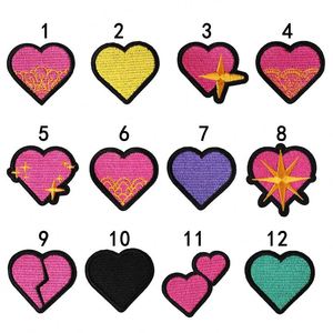 New Iron on Embroidered Black Edge Various Hot <b>pink</b> Heart Patch for Hat <b>Bag</b> Decoration - Product Image 2