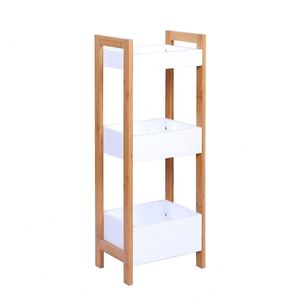 ชั้นวางของ 3 ชั้น ทำจากไม้ไผ่ น้ำหนักเบา เป็นมิตรกับสิ่งแวดล้อม ทนทาน ทันสมัย สีขาว สำหรับวางในห้องน้ำ ห้องครัว ห้องนั่งเล่น - Product Image 3