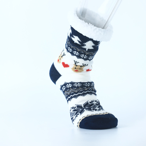 Women's Christmas Fluffy Knitted Plaid Print Crew <strong>Socks</strong> Thick Sherpa Fleece Acrylic Winter <strong>Warm</strong> Floor <strong>Socks</strong> Anti-Slip Body Cuff - Product Image 4