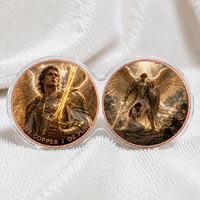 Pièce de monnaie en cuivre pur 1 once, thème Archange, impression 2D, pièce de défi, médaille commémorative de style religieux, objet de collection