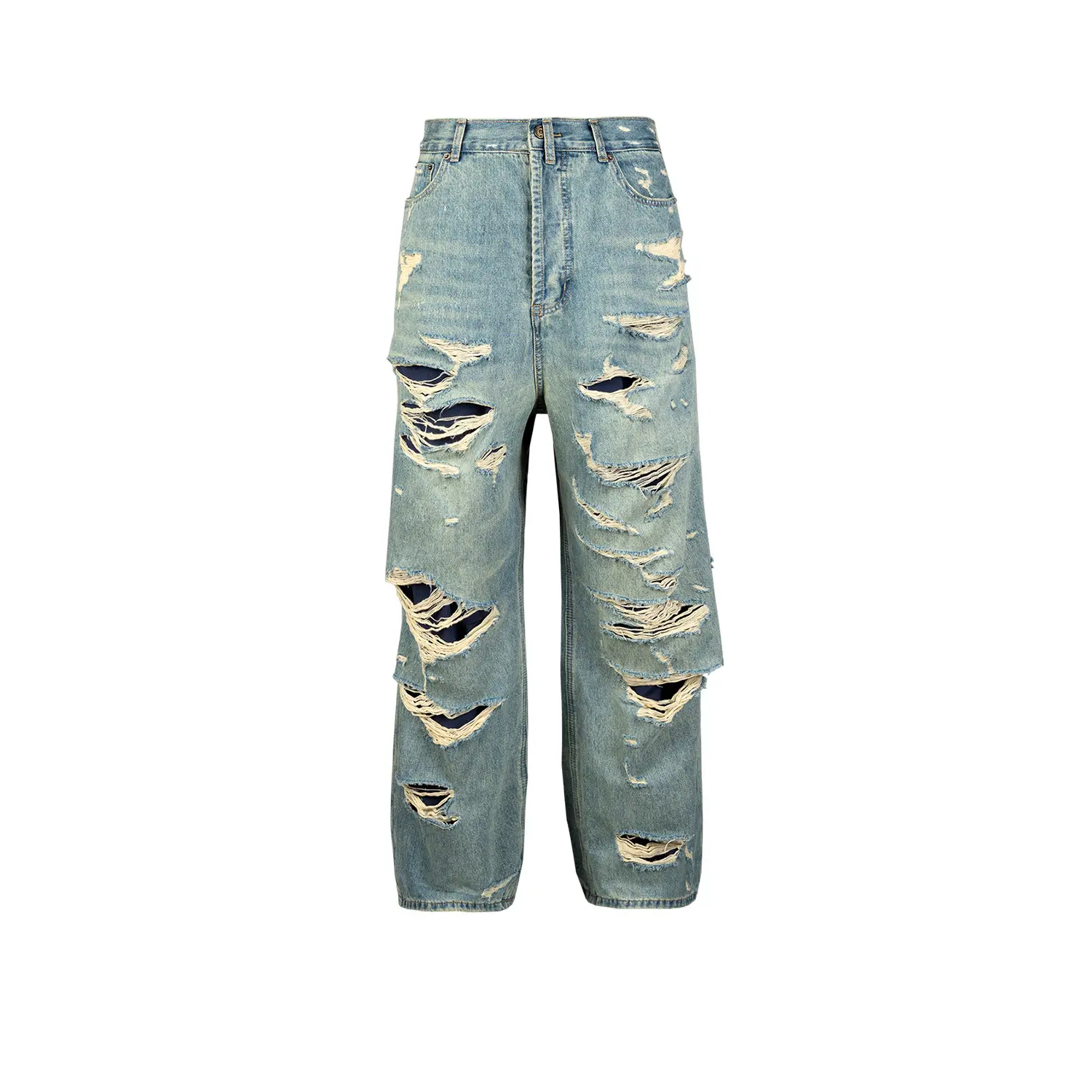hip pop distressed wide leg custom denim pants fabric male denim jeans man men's jeans men